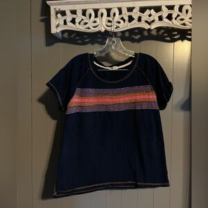 Natural life boho striped navy tee -see description